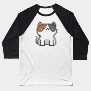Pixel Quiet White Calico B Cat 52 Baseball T-Shirt